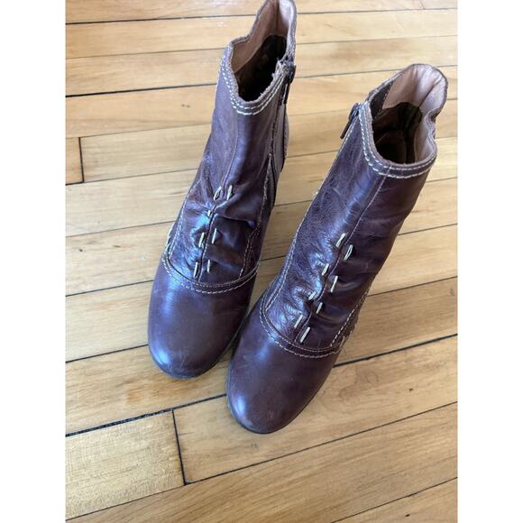 Pikolinos brown leather chunky heel ankle boots stitch detailing - Picture 3 of 11